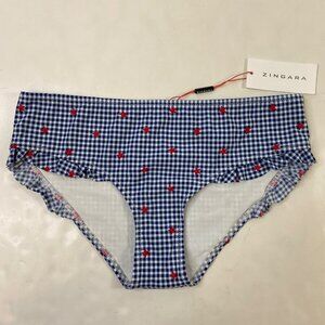 Zingara Womens Blue White Red Stars Gingham Bikini Bottoms Size 6